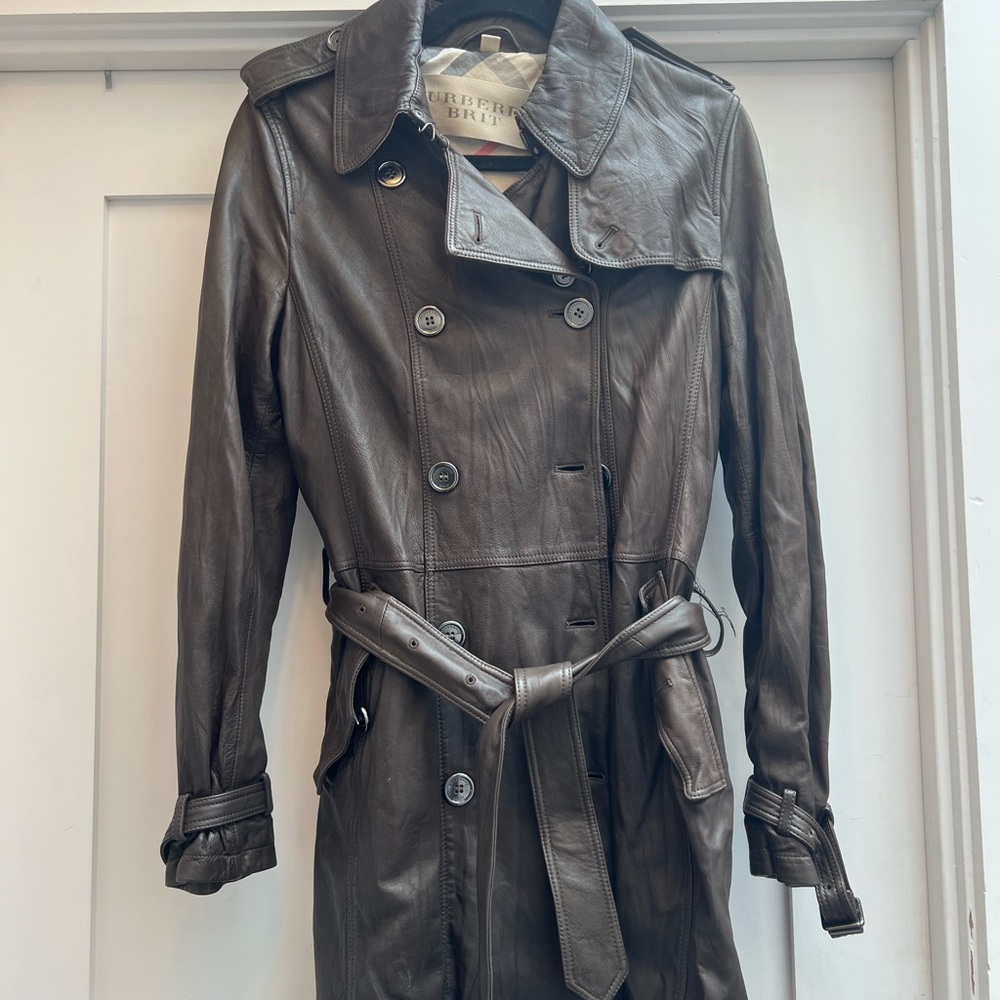 Burberry Brit Brown Leather Trench Coat